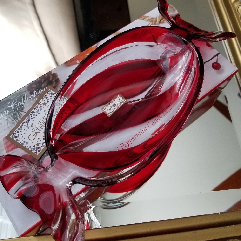 ❗Godinger Crystal Red Clear Peppermint Dish❗